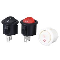 5Pcs 20mm Diameter Round Rocker Switches Black Mini Round Black White Red 2 Pin ON-OFF Rocker Switch KCD1-105