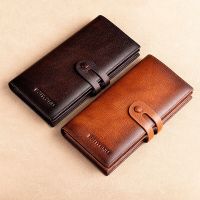 Wallet Man Leather Vintage Casual Long Black Large Capacity Cow Leather Wallet Mobile Phone Bag New Business Wallet Man