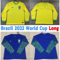 Ready Stock Long Sleeves Brazil Jersey 2022 World Cup Home Away Man Football Jersey Custom Name 22 23 Neymar Jesus Soccer Jersi Shirt