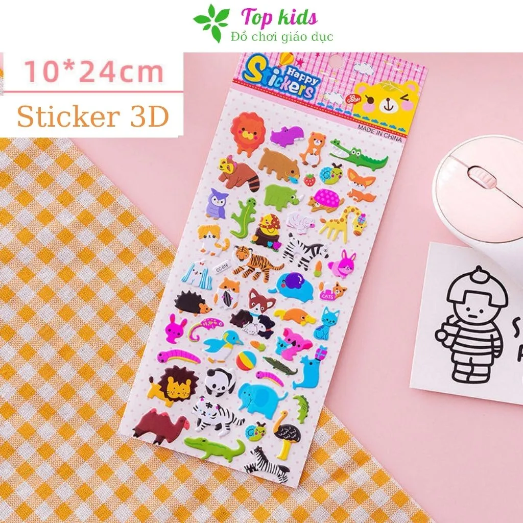 Hình dán sticker cute Combo 10 hình siêu to hình nổi 3D KT 24x10cm ...