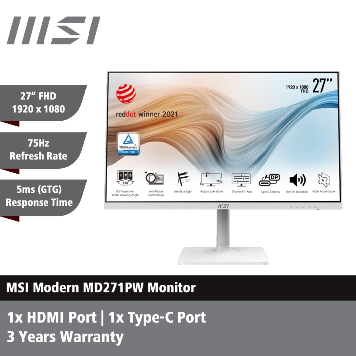 MSI Modern MD272P / MD272PW 27" Full HD IPS 75Hz HDMI USB TypeC VESA