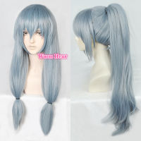 High Quality Anime Jujutsu Kaisen Mahito Wigs Light Blue Heat Resistant Synthetic Hair Clip tail Cosplay Wig + a wig cap