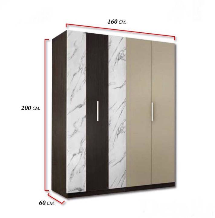 ตู้เสื้อผ้า-160-cm-model-annar-ดีไซน์สวยหรู-สไตล์เกาหลี-4-ประตูบานเปิด-สินค้ายอดนิยมขายดี-แข็งแรงทนทาน-ขนาด-160x60x200-cm