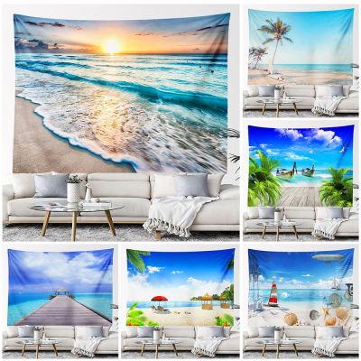 ┋❇ Sandy Beach Tapestry Wall Hanging Aesthetic Room Decor Besch Ocean Landscape Tapestry Bedroom Background Large Fabric Tapestry