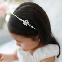 White Flower Beaded Embellished Headband For Girls Fashion Kids Party Clear Crystal Hair Band Hair Accessories