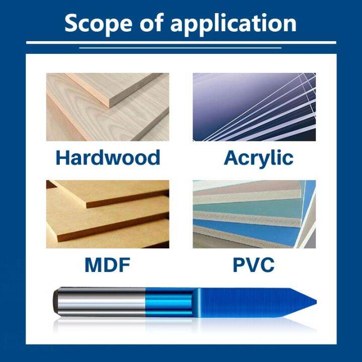 pcb-แกะสลักบิต-10pcs-1-8-shank-v-groove-router-bit-45-60-90-องศา-3d-milling-cutter-carbide-endmill-flat-bottom-cutter