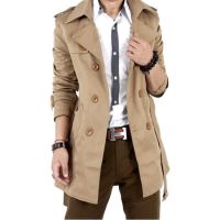 [COD] Ready Stock Men S Winter Slim Double Breasted Trench Coat Jacket Outwear