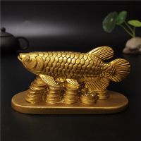 Gold Animals Fish Statues Figurines Lucky Ornaments Home Decoration Chinese Feng Shui Buddha Statue Sculpture Resin Crafts Gifts