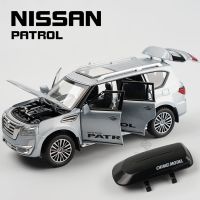 1:32 Nissan Patrol Alloy Diecast Y62 Toy Car Model With Travel Rack Sound And Light Pull Back Vehicle Collection Children 39;s Toys