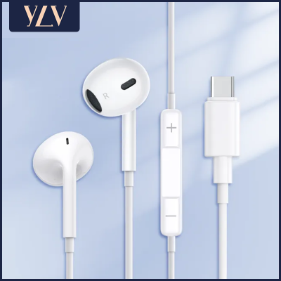 YLV หูฟัง หูฟังมือถือ พร้อมไมโครโฟน C17 Type-C Wired Earphones In Ear Earbuds With Mic For Xiaomi Samsung Huawei Vivo Oppo