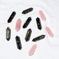 ={ คริสตัลธรรมชาติ Obsidian Bicuspid Tower สิบสองกลุ่มดาว Healing Energy Witchcraft Divination Double Pointed คอลัมน์