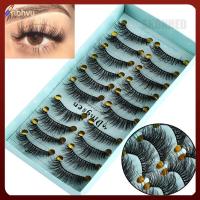 RIBHVU SKONHED 10 Pairs ฮันมเดดบริสุทธิ์ เป็นธรรมชาติ Wispies Lashes หนายาว ขนตาปลอม เครื่องมือต่อขนตา 3D Faux Mink Hair