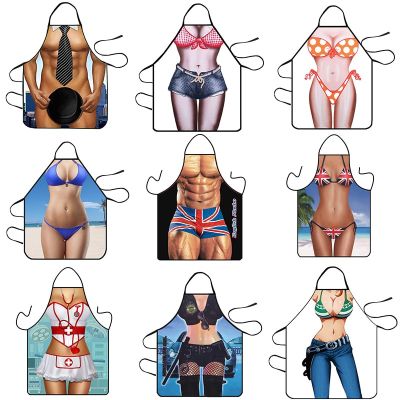 Hot sale Funny Muscle Man Kitchen Apron Sexy Women Cooking Pinafore Home Cleaning Tool Apron Baking Accessories Tablier Aprons
