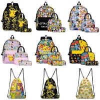 Pokemon Pikachu Eevee Cartoon Anime Bags Backpack Lunch Box Bag Stationery Bag Three Piece Suit Birthday Gifts For Children