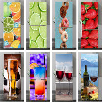 Delicious Food Fridge Door Stickers Self Adhesive PVC Refrigerator Sticker Wine Cabinet Wardrobe 3D Wallpaper Mural Decoration