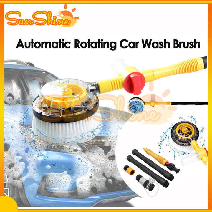 SUNSHINE Automatic Rotating Car Wash Brush 360° Auto Spin Cleaning Brush Detachable High