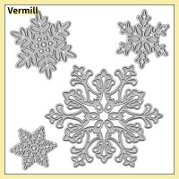 VERMILL 4pcs/Set เงินสีเงิน ไดคัทคริสต์มาส โลหะสำหรับตกแต่ง 4แตกต่างกัน ไดคัทโลหะ แม่พิมพ์แม่แบบ เกล็ดหิมะเกล็ดหิมะ เครื่องมือลายนูน อัลบัมภาพ