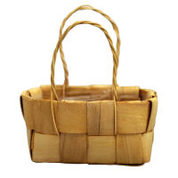 Hand-Woven Wood Chip Small Basket Simulation Shopping Basket Mini Basket