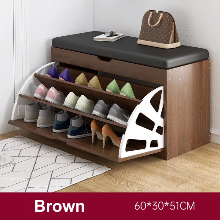 OFNATURE Shoe Storage Bench Tipping Shoe Rack with Cushion Seat