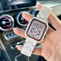 Resin strap + Tempered Glass Case for Apple Watch band 44mm 42mm 40mm 38mm correa Loop Watchband for 7 6 se series 5 4 3