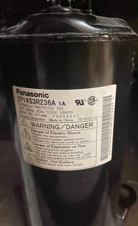 Window Type Aircon Compressor 2P14S3R236A 1 Horsepower R22 220V/60Hz ...