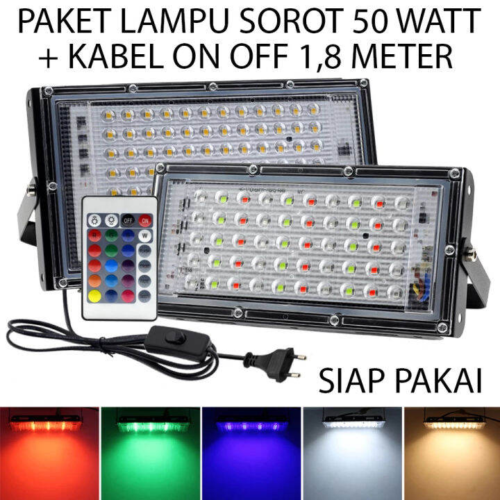 (SIAP PAKAI) LAMPU SOROT LED 50W + SAKLAR ON OFF / LAMPU TEMBAK 50 WATT ...