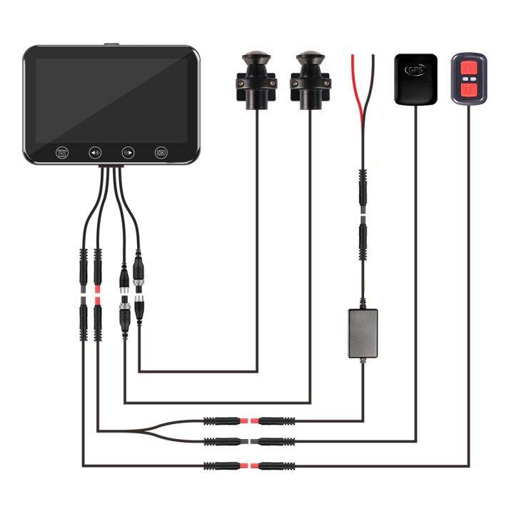 VSYS SYS Multifunction F4.5X WiFi Motorcycle Dash Cam fish eyes170 degrees  wide view recorder 1080P Dual Lens Front  Rear 4.5'' LCD Waterproof  Motorcycle DVR System Smart Digital Meter display Lazada