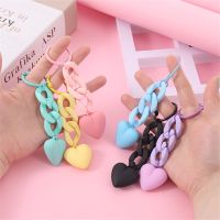 Trendy Frosted Candy Color Heart Keychain Creative Acrylic Plastic Keyring for Women Girls Bag Accessories DIY Friendship Gifts