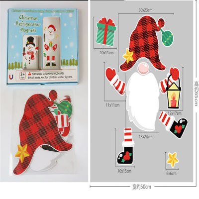 Set Merry Christmas New Year Refrigerator Magnet Cute Decor Santa Claus Snowman Cartoon