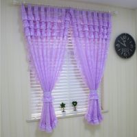 Price for 1 piece Pink Lace Sheer Curtain Window Screening for Children Princess Bedroom Jacquard Tulle Blind with Scollop Lace