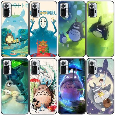 Anime Studio Ghibli Totoro Silicone Phone Case For Xiaomi Redmi Note 11 10 9 8 Pro 11T 10T 10S 9S 8T 9 9A 9C 9T Black Soft Cover