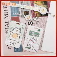 MUBAI 2Pcs พลาสติกสำหรับตกแต่ง ห่วงโซ่กุญแจ แมวแมวแมว ม้วนป้าย ของขวัญสำหรับเด็ก ที่ใส่ป้าย ออฟฟิศสำหรับทำงาน