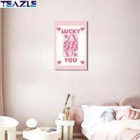 TEAZLE 12x16in โปสเตอร์ความงามโป๊กเกอร์ราชินีแห่งหัวใจ ไร้กรอบ สีชมพูอมชมพู โปสเตอร์ตกแต่งผนัง เรโทร Preppy Playing Card ผ้าใบ Wall Art หอพักห้องนอนหอพัก