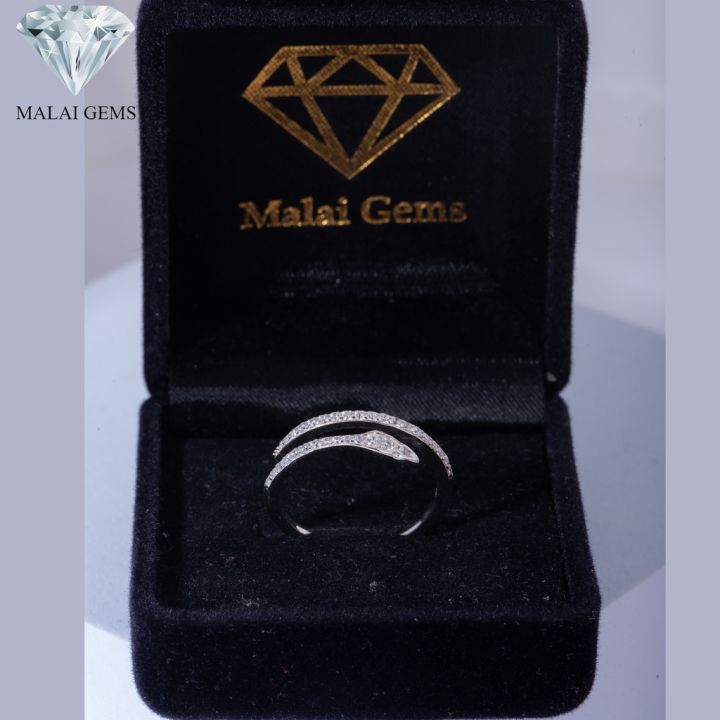 malai-gems-แหวนเพชร-แหวนงู-โชคลาภ-เงินทอง-เงินแท้-925-เคลือบทองคำขาว-ประดับเพชรสวิส-cz-รุ่น151-r190426-แถมกล่อง