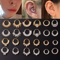 Fashion Cz Nose Ring Piercing Crystal Gem Cartilage Tragus Daith Piercing Earrings Septum Clicker Helix Conch Rook Piercing Body jewellery