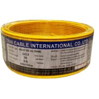 "^สินค้าขายดี^"Global Cable สายไฟ THW IEC01 1x2.5 30เมตร สีเหลือง"__/\__"