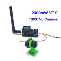 WRF 5.8Ghz 2W FPV เครื่องส่งสัญญานภาพจากกล้องไปยังอุปกรณ์พกพาแบบไร้สาย2000MW ผู้ส่งเสียง AV วิดีโอ48CH พร้อมกล้อง1000TVL CMOS 2.8มม. สำหรับอุปกรณ์เปลี่ยนโดรนอาร์ซีระยะไกล