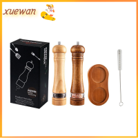 XUEWAN ชุดเครื่องบดพริกไทยไม้สามารถปรับความหยาบได้โถใส่เครื่องปรุงด้วยมือ4ชิ้นชุดเครื่องบดเกลือลูกแบดมินตันทนทานคุณภาพสูงสำหรับห้องครัวบาร์บีคิว