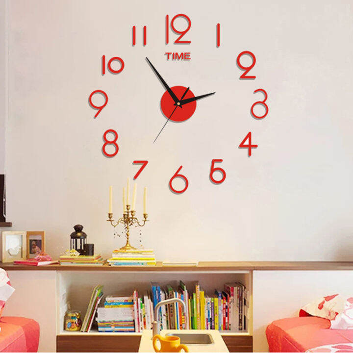 Abl 3d Wall Clock Frameless Wall Clocks Diy Digital Clock Wall Stickers Silent Clock Home