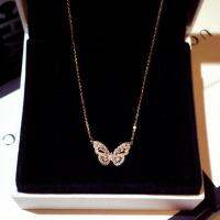 [COD] New fashion and Korean trendy exquisite super rhinestone inlaid butterfly temperament collarbone necklace short N00400