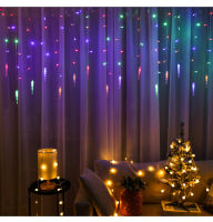 Christmas Festoon Icicle LED String Fairy Curtain Light 8 Modes Waterfall House New Year Halloween Garden Patio Decoration