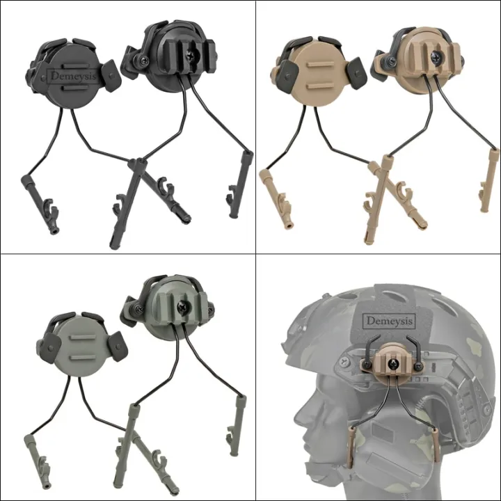 Tactical Fast Helmet Headset Adapter Set Paintball Headset Holder 360 Rotation Rail Suspension