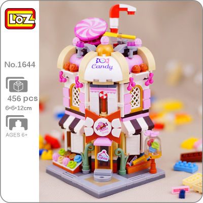 LOZ 1644 City Street Lollipop Candy Sweet Sugar Shop Store สถาปัตยกรรม DIY มินิบล็อกอิฐของเล่นสำหรับเด็กไม่มีกล่อง