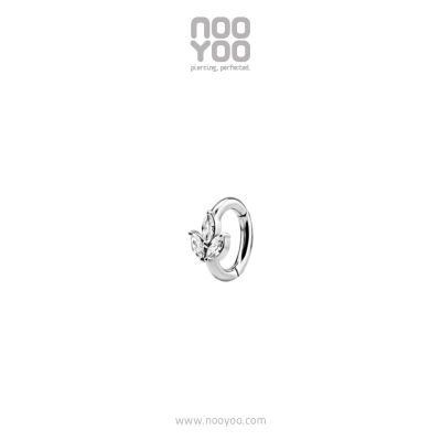 NooYoo จิวสะดือสำหรับผิวแพ้ง่าย CoCr NF Oval Belly Clicker with Triple CZ