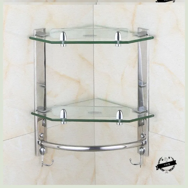 European bathroom triangle shelf glass wallmounted storage shelf