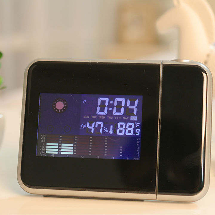 hotdigital-projection-นาฬิกาปลุกสถานีอากาศพร้อมเครื่องวัดอุณหภูมิความชื้นไฮโกรมิเตอร์ข้างเตียง-wake-up-projector-clock