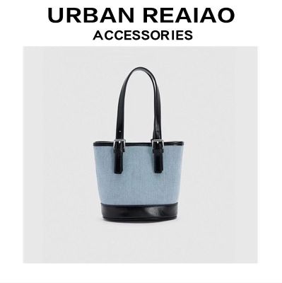 ■ UR womens bag denim large-capacity handbag 2023 new simple French magnetic buckle shoulder underarm messenger bag