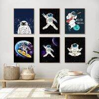 Cool Space นักบินอวกาศ Boys Wall Art ภาพวาดผ้าใบด้านนอก Galaxy Spaceman โปสเตอร์และพิมพ์ภาพผนัง Kids Room Decor New