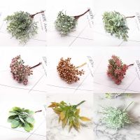 【CC】 6pcs scrapbooking christmas artificial plants pompon flowers for home decor fake green