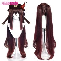 Genshin Impact Hutao Cosplay Wig Hu Tao 110Cm Long Brown Heat Resistant Synthetic Wigs Anime Cosplay Wigs + Wig Cap